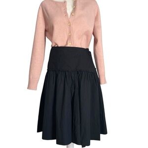 Jil Sander Cotton Midi Skirt Black Made in Italy Size 42